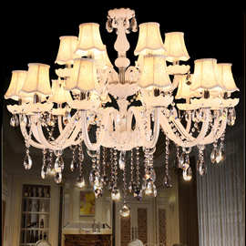 欧式吊灯客厅白色水晶灯卧室餐厅灯简约现代家居书房蜡烛灯饰灯具
