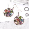 Fashionable metal earrings, accessory, European style, flowered, boho style, wholesale