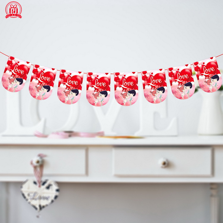 Romántico qixi día de San Valentín papel pull bandera tire flor centro comercial Hotel diseño Festival decoración suministros banner al por mayor