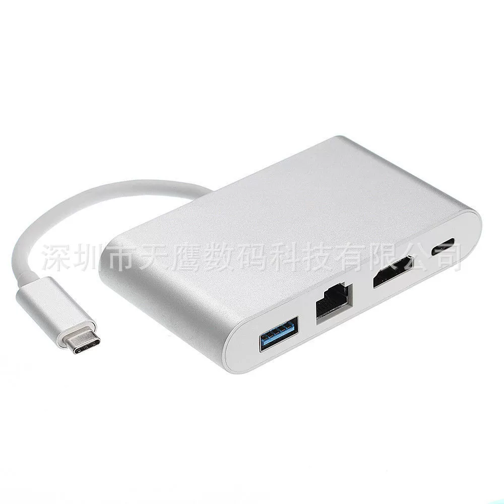 Переходник TYPE-C с HDMI, многомодульный кабель-переходник USB 3.1 в HDMI+RJ45+USB