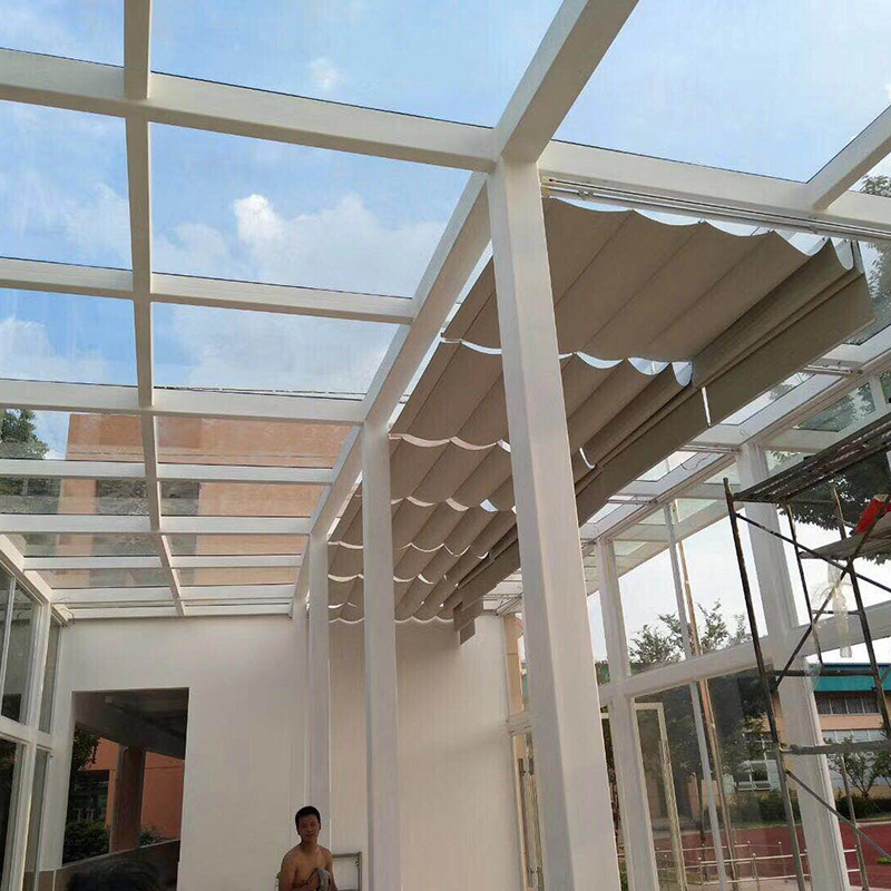 Sunroom Sunshade Smart Electric Ceiling Curtain Glass Roof Curtain Manual Roof Foldableing Curtain Full Blackout