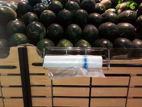 Supermarket Continuous Roll Bag Stand Stainless Steel Bag Rack Fruit Stack Head Hanging Rack Shelf Hanging Rack Continuous Roll Bag Stand