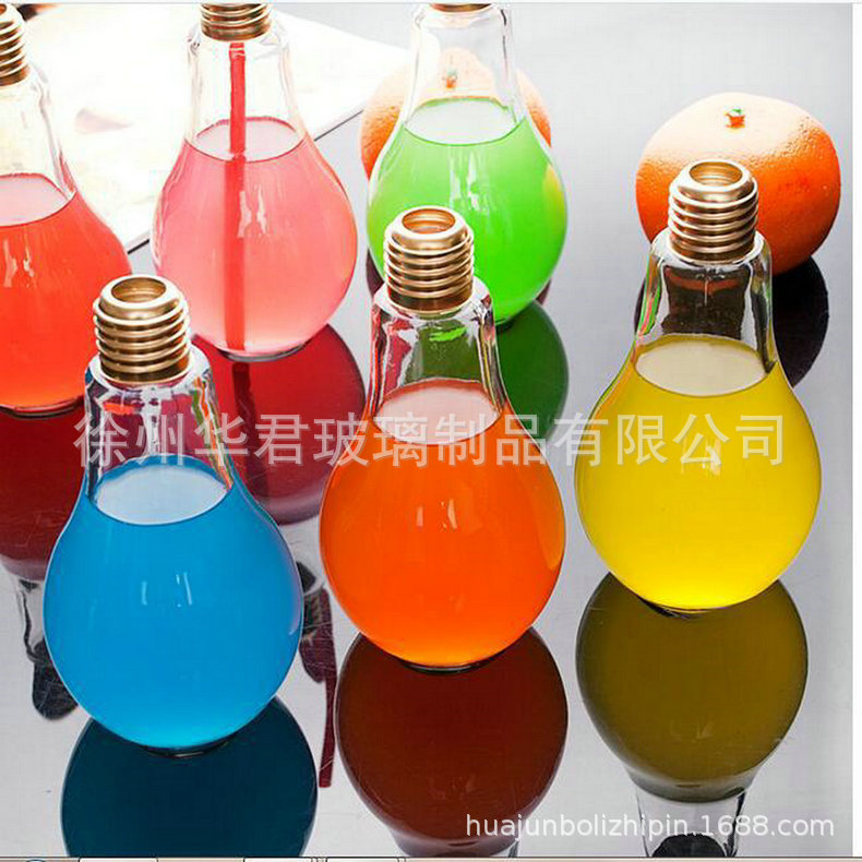 创意灯泡饮料瓶奶茶瓶许愿星空漂流瓶玻璃瓶空瓶便携果汁分装空瓶