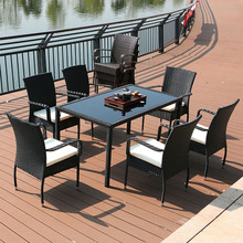户外家具花园桌椅庭院藤编桌椅组合阳台藤椅茶几五件套仿藤餐桌椅