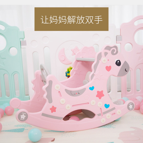 Children's Indoor Rocking Horse Dual-Purpose Rocking Chair for 1-Year-Old Babies, Plastic Rocking Horse Toy with Music, Factory Wholesale