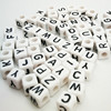 Manufacturer supplies acrylic letter beads white background black words square large pore bead DIY beaded jewelry accessories