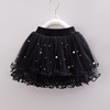 Spring versatile small and medium -sized short skirt girl net yarn skirts beaded children's skirt fluffy bottom skirt four seasons