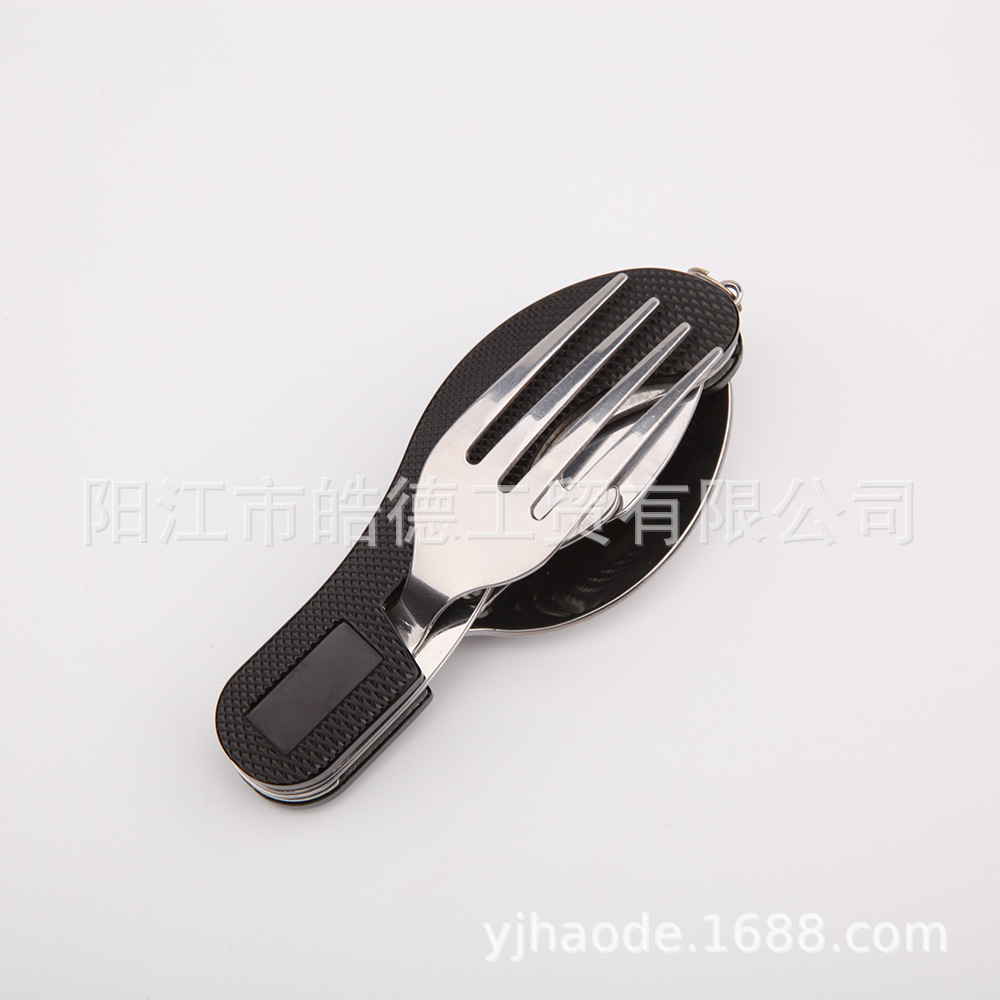 户外工具野营刀叉勺 不锈钢拆装户外工具 折叠小刀叉子勺子