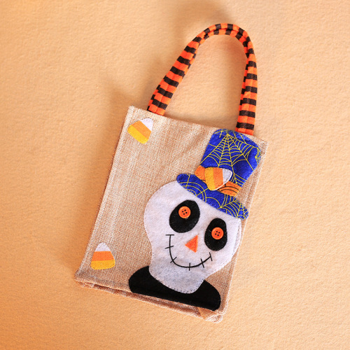 Halloween decorations cartoon pumpkin burlap tote bag Ghost Festival party dress up props children's candy bag