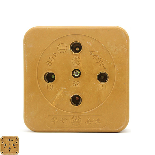 Huafeng three-phase four-wire hole core eye 380V male and female fiberglass industrial plug socket Meifeng 16A25A32A60A