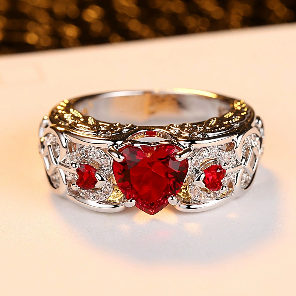 Аксессуары, кольцо для принцессы, рубиновое украшение сердце, Aliexpress, новая коллекция, европейский стиль