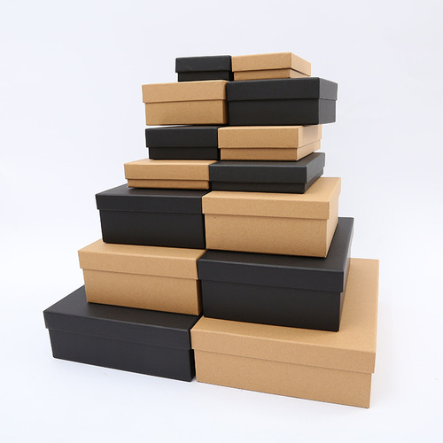 Cardboard box kraft paper gift packaging box large sky and earth cover carton black card souvenir gift box wholesale