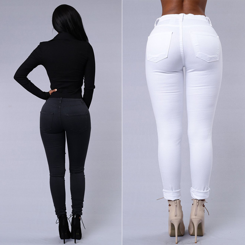 AliExpress deseo Amazon eBay nuevo europeo y americano ripped jeans de las mujeres pantalones ajustados