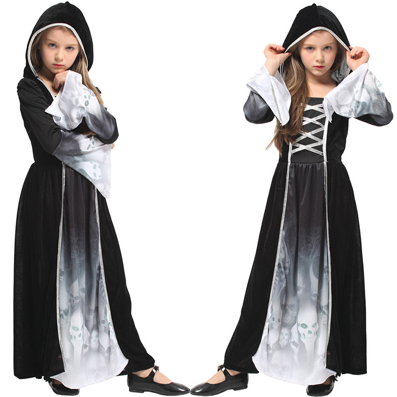ハロウィンコスプレ衣装女の子プリンセスドレスホラーコスプレ衣装 G-0301 スカルゴーストスーツ|undefined