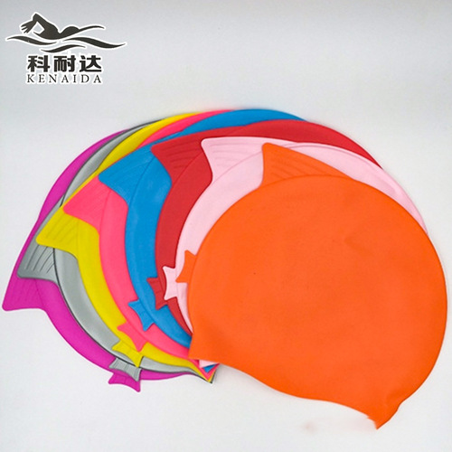 Pure silicone ear protection swimming cap, children's advertising swimming cap, solid color silicone swimming cap, children's fish-shaped cap