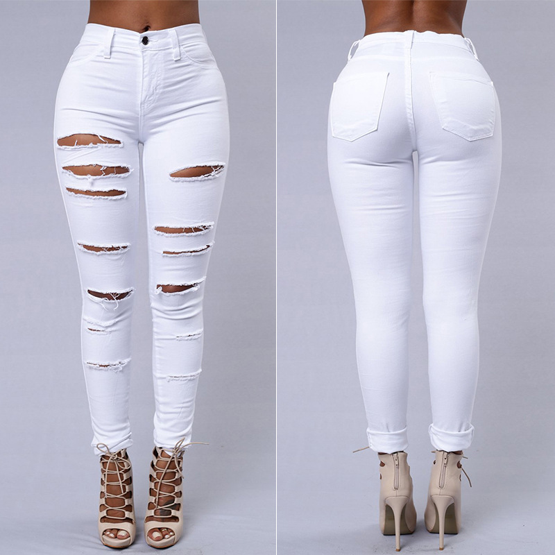 AliExpress deseo Amazon eBay nuevo europeo y americano ripped jeans de las mujeres pantalones ajustados