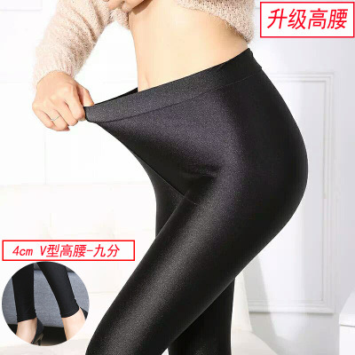 Polainas forradas de lana para mujer Otoño e Invierno desgaste brillante pantalones engrosados adelgazantes pantalones cálidos invierno más tamaño estiramiento paso-en pantalones de terciopelo