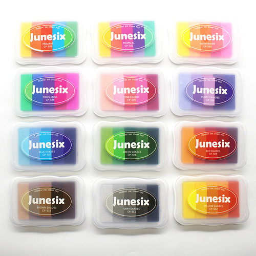 Junesix five-color CP gradient ink pad, three-color SR gradient ink pad, handprint pad, ink pad,