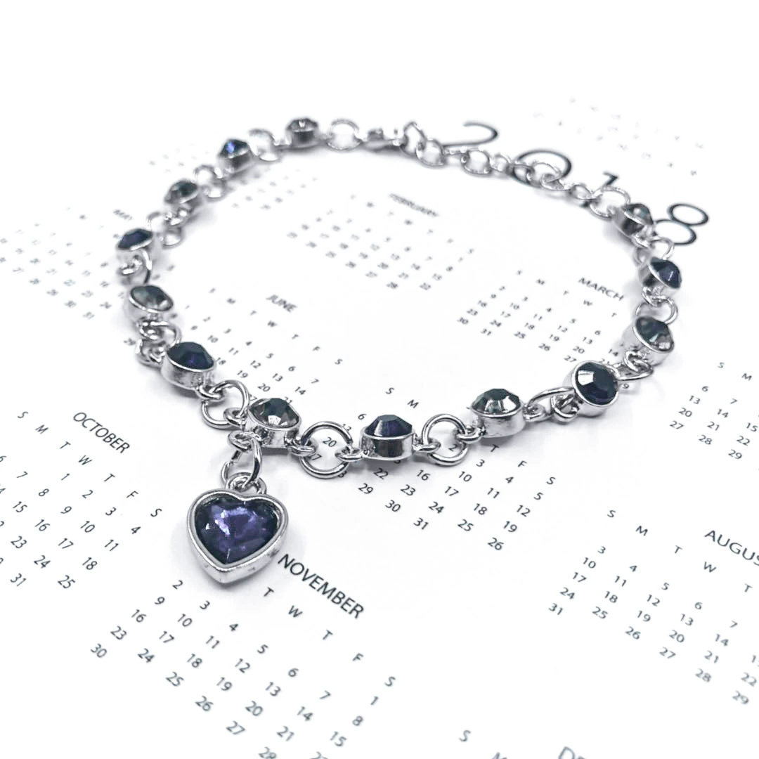 Crystal Bracelet, City Style, Marine Blue Charm, Delicate Chain (Blue)