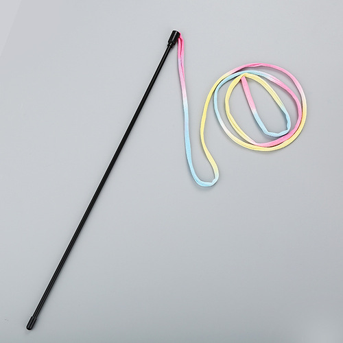 Cat toy, feather wand, cat toy, rainbow ribbons, thin rod, cat teaser, interactive play, pet supplies