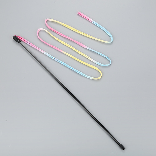 Cat toy, feather wand, cat toy, rainbow ribbons, thin rod, cat teaser, interactive play, pet supplies