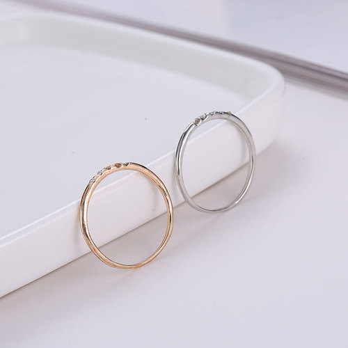 European and American ins style diamond joint ring for women, personality temperament copper inlaid rhinestone index finger ring, cross-border extremely thin tail ring