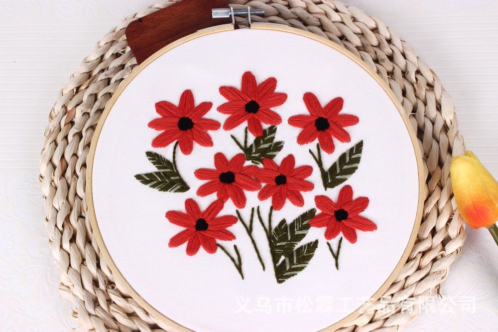 Fábrica directa Rosa bordado hecho a mano DIY tela principiante bordado europeo flores y plantas material paquete kit Kit de costura