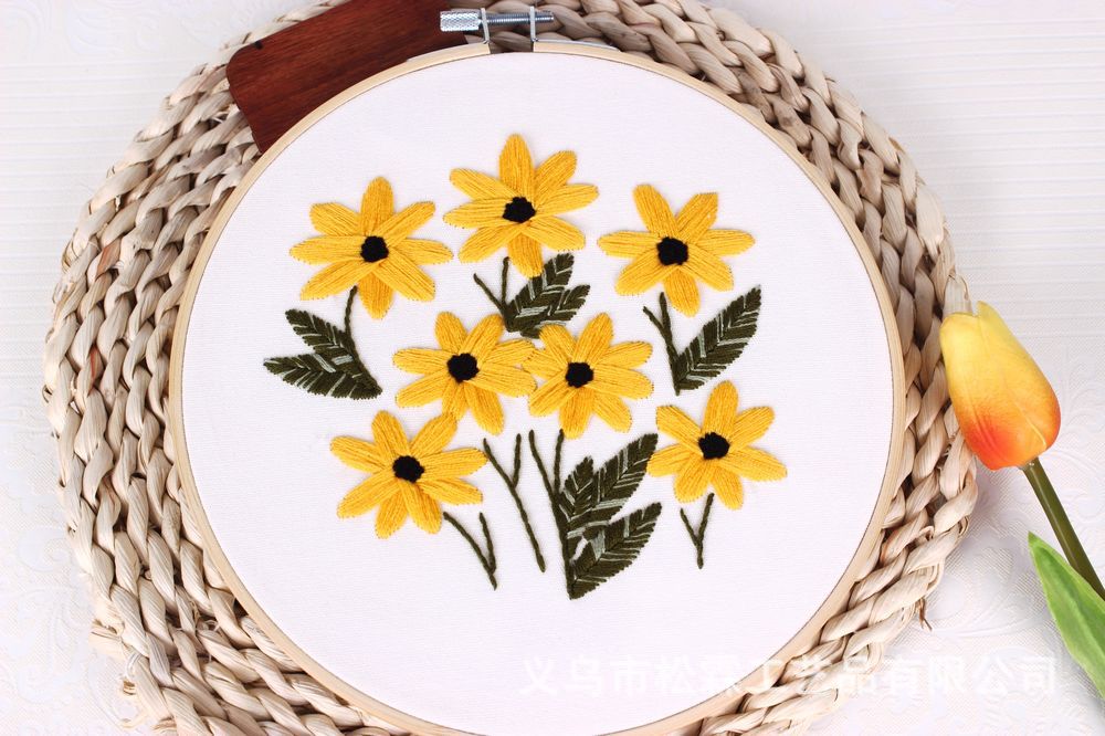 Fábrica directa Rosa bordado hecho a mano DIY tela principiante bordado europeo flores y plantas material paquete kit Kit de costura