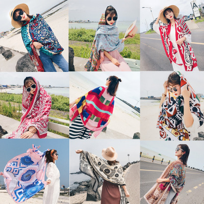 Bohemian Style Beach Beach Towel Sunscreen Shawl Women's Scarf Dual-use Ethnic Style Tourism Silk Scarf Scarf
