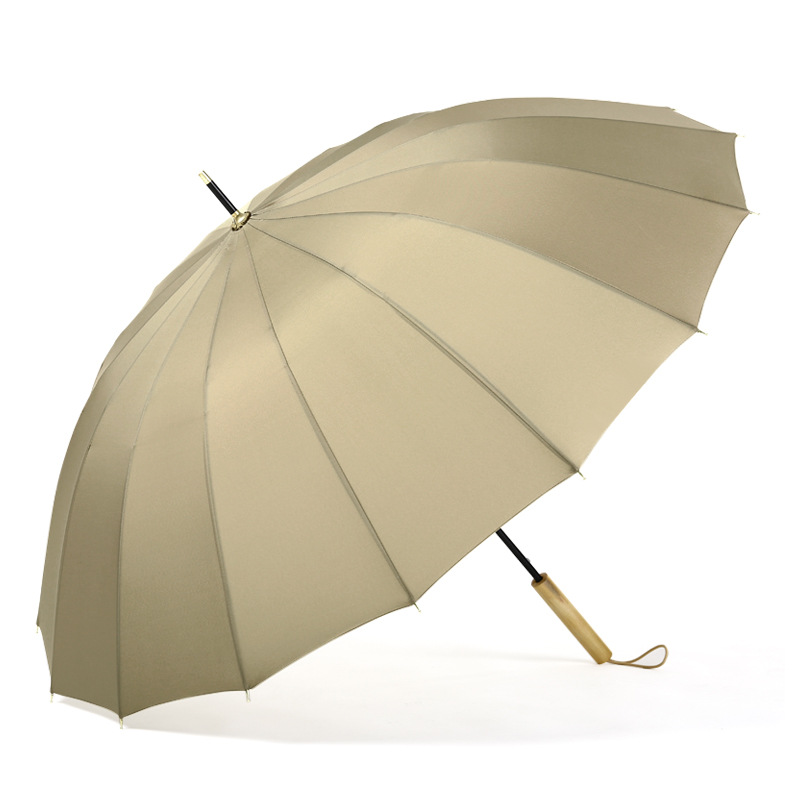 16 open wood straight handle khaki