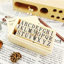 创意文具DIY英文字母组合木质印章 手帐相册日记装饰复古印章26枚