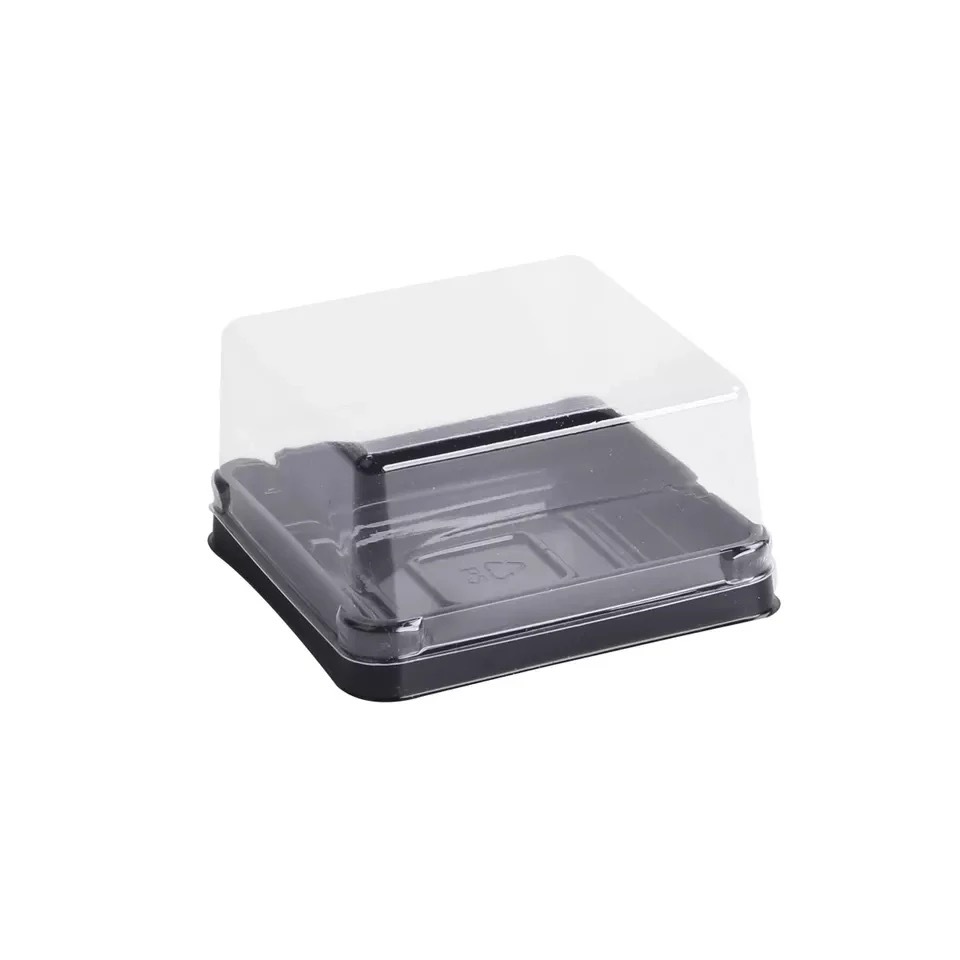 Caja blíster semicircular de plástico, caja de embalaje totalmente transparente para pastelería de yema de huevo, caja cuadrada para pastel de luna de mediados de otoño, material PET.