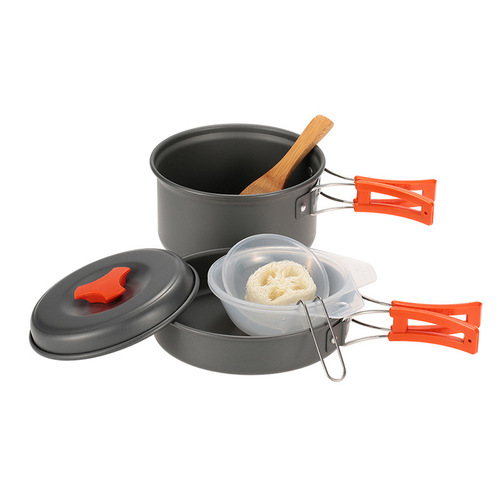 Cross-border special supply of outdoor picnic pot set for 1-2 people, portable combination DS200 pot set, picnic and camping pot set