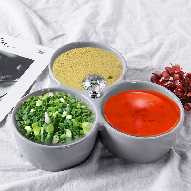 Placa de partición de cerámica Placa de corazón tazón condimento