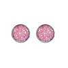 Round matte starry sky, earrings stainless steel, simple and elegant design, with gem, 12mm