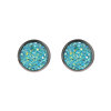 Round matte starry sky, earrings stainless steel, simple and elegant design, with gem, 12mm