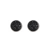 Round matte starry sky, earrings stainless steel, simple and elegant design, with gem, 12mm