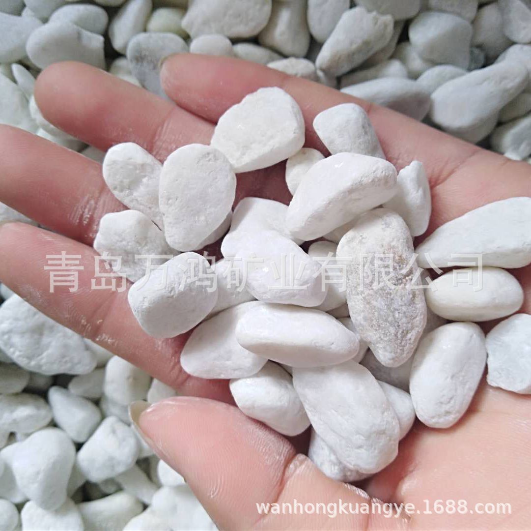 白色鹅卵石淄博10-20mm机制圆粒卵石园艺景观造景白石子白卵石