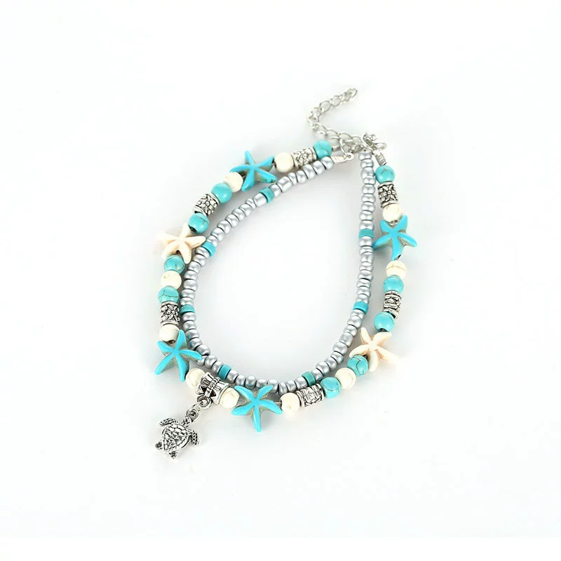 Пляжная ретро волнистая тканая anklet из жемчуга, европейский стиль