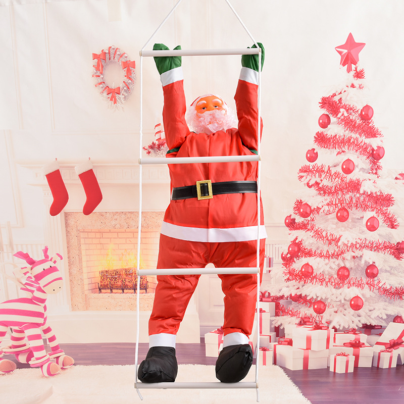 Nuevo Santa 90cm escalera escalada cuerda Santa Claus colgante Navidad escena colgante decoración suministros