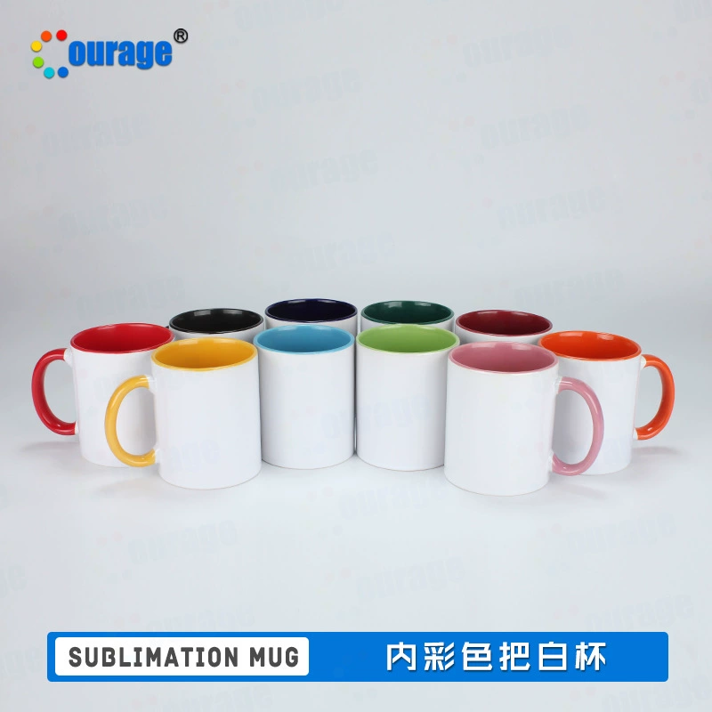Внутренний цвет чашки Керри Термотрансферная печать Кубок оптом Белая чашка Сублимационное покрытие чашки воды Марк Внутренний цвет ручки чашки