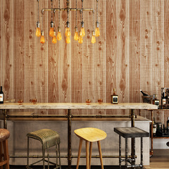 Retro nostalgia, thickened 3D three-dimensional wood color, imitation wood grain, wooden board wallpaper, redwood color, restaurant store wallpaper