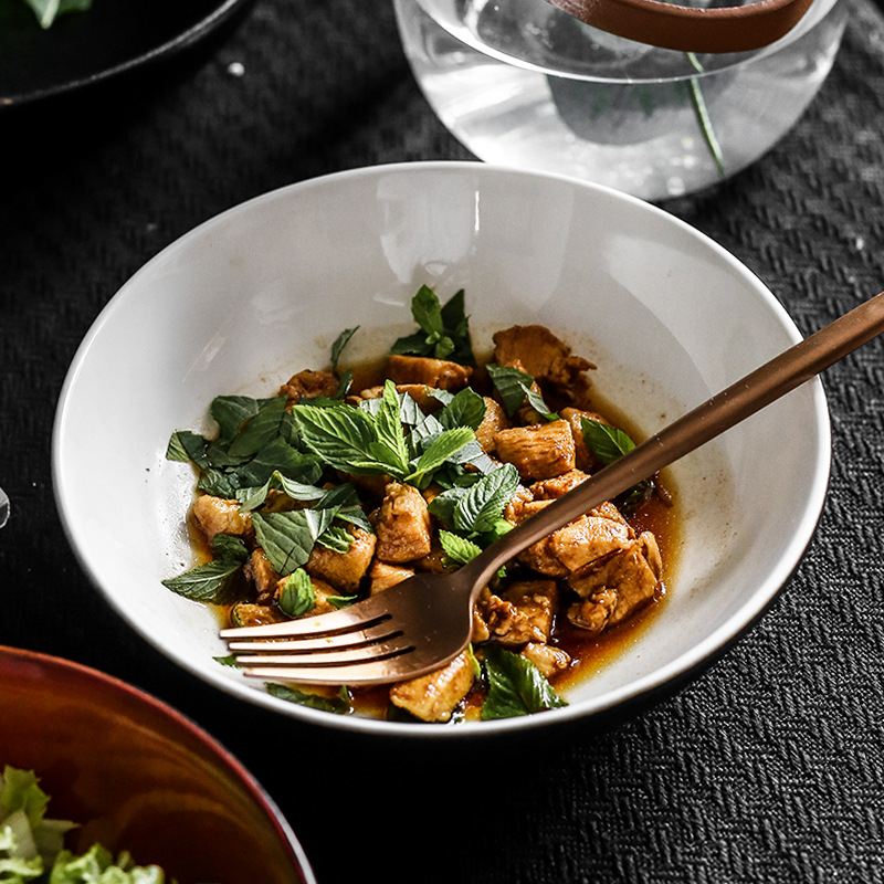 7-pulgadas de estilo europeo Rojo Negro de cerámica picante tazón de sopa de carne tazón al por mayor del hogar del hotel vajilla venta al por mayor