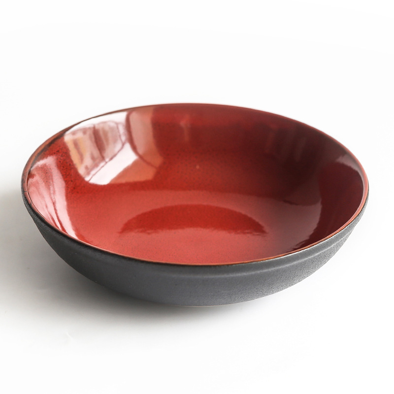 7-pulgadas de estilo europeo Rojo Negro de cerámica picante tazón de sopa de carne tazón al por mayor del hogar del hotel vajilla venta al por mayor