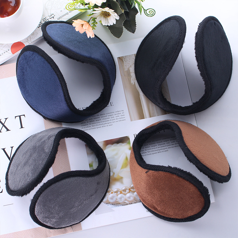 Pure Color Men's Ear Muffs, Back-Worn Fabric Fleece Men's Warm Ear Cover Ear Warmer, Korean Style Men's Ear Muff Ear Protector