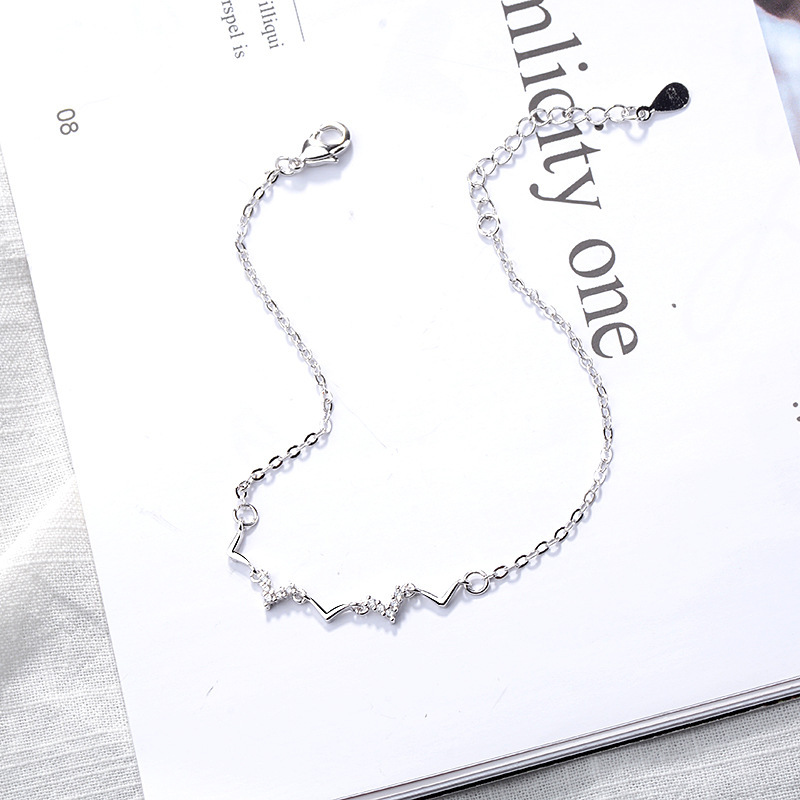 Forest Style Fresh Heartbeat Frequency Lightning Line Bracelet Female Korean Style Simple Wave Hand Jewelry Best Friend Birthday Gift