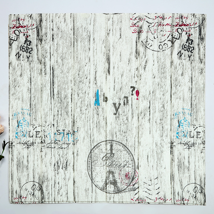 Papel pintado autoadhesivo decorativo pegatinas impermeables grano de madera tridimensional bolsa suave 3D pegatinas de pared Aula de Kindergarten falda de pared papel pintado antifouling