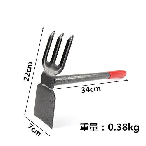 Factory direct sales dual-purpose hoe, gardening flowers and vegetables, three-tooth rake, small hoe, short handle garden agricultural tool