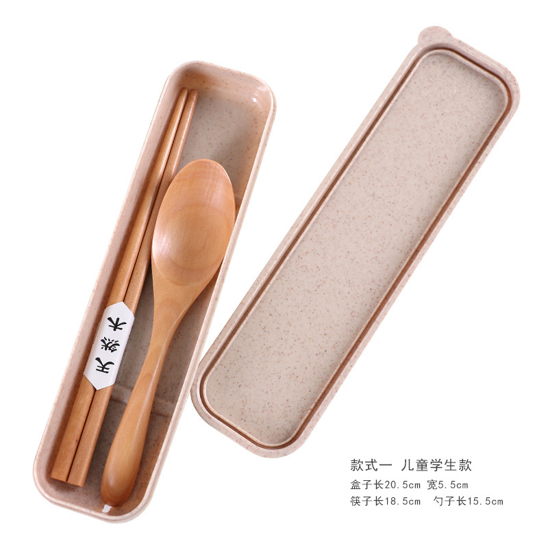 스타일 1두미 어린이용 숟가락 15cm + 연꽃나무 어린이용 젓가락 + 밀 상자 소형