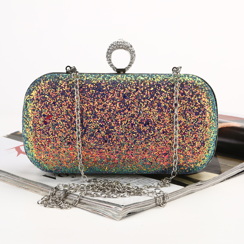 Bolso de noche transfronterizo europeo y americano brillo bolso de noche colorido moda inconformista fiesta cena bolsa de embrague